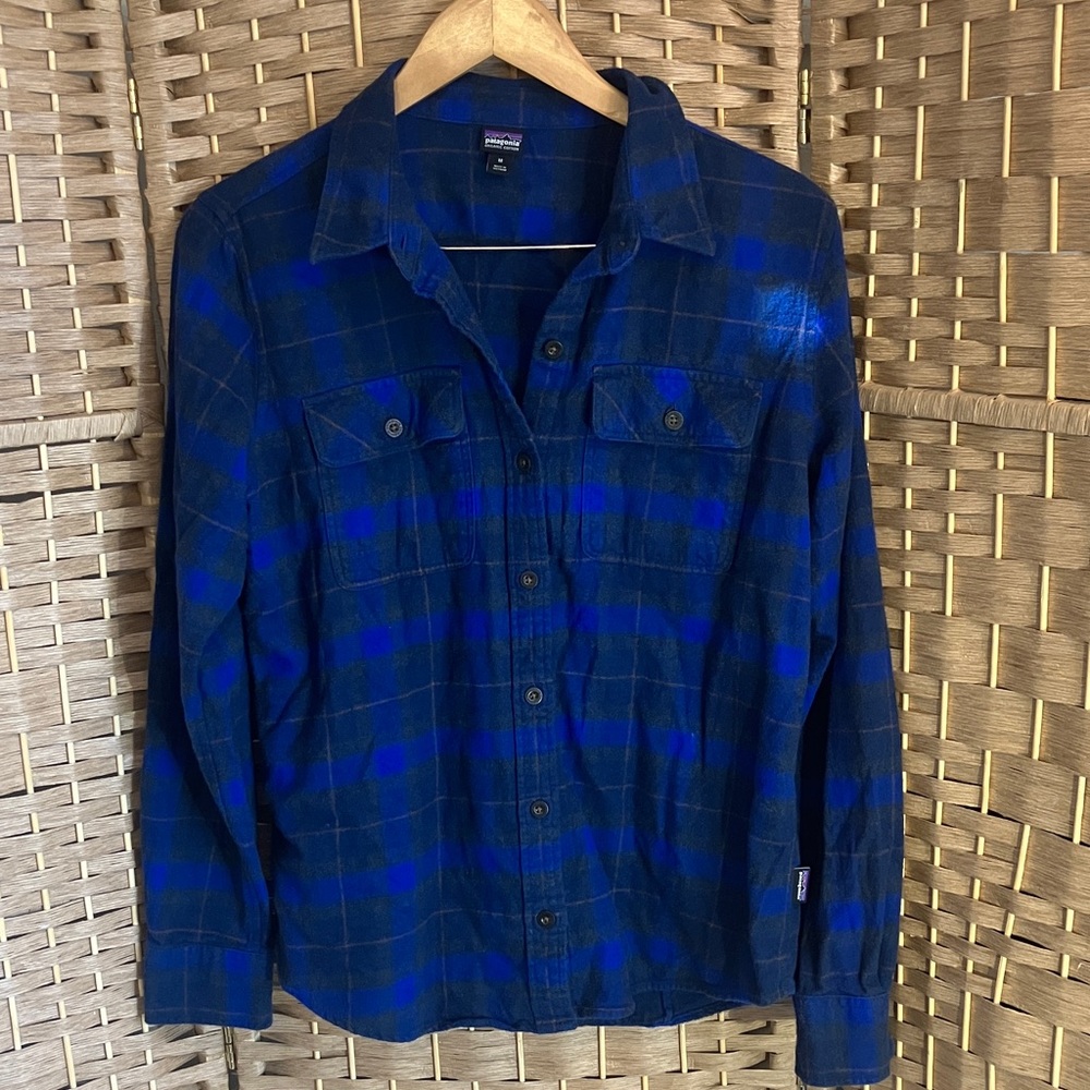 Patagonia Blue and Black Button Down Shirt